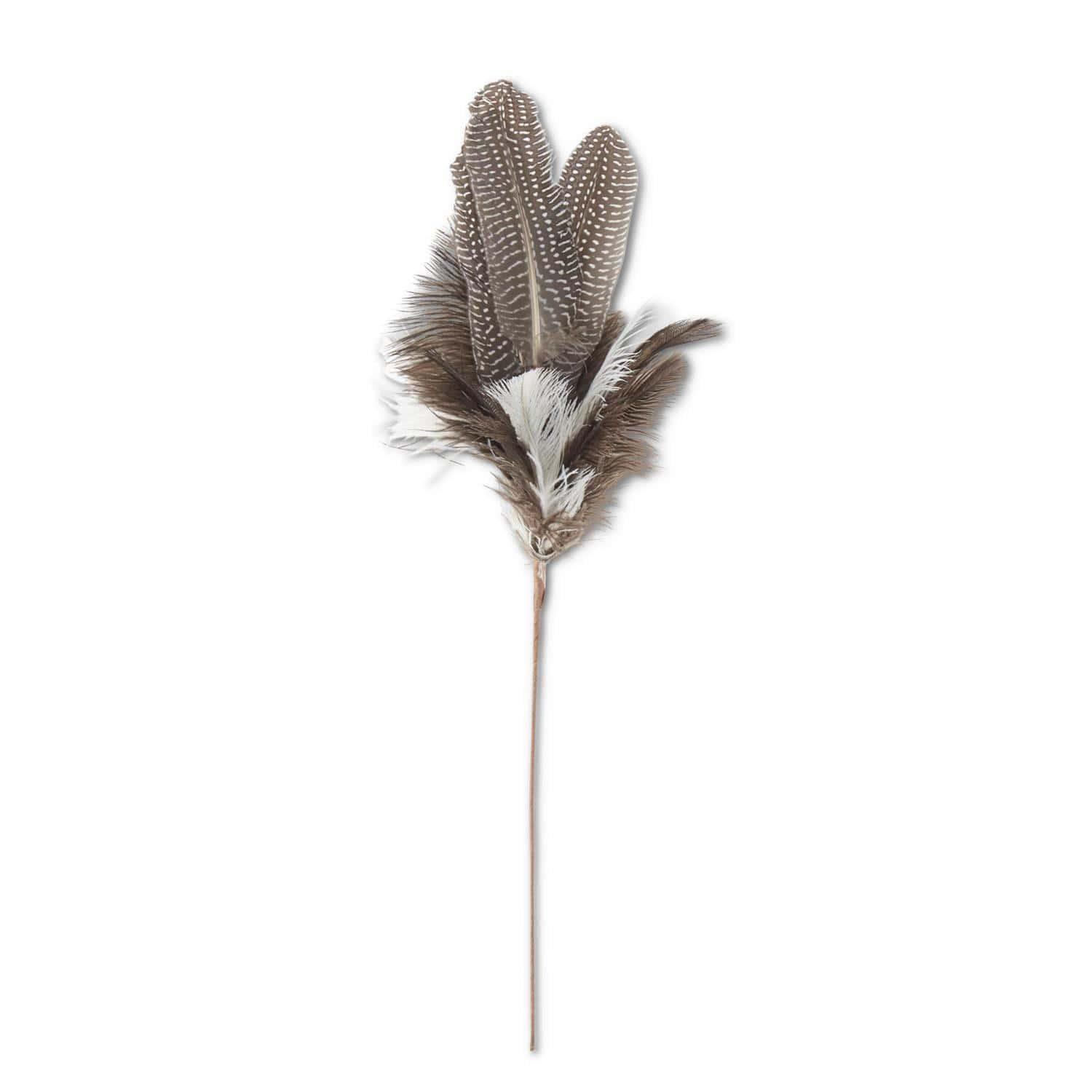 Brown & White Speckled Feather Spray